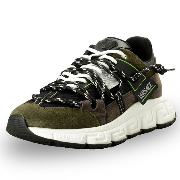 Versace Men's Suede & Leather Black Medusa Head Sneakers Shoes US 10 IT 43